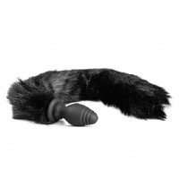 Anal Plug Vibrating with Detachable Black Tail, 10 Functions, Remote Control